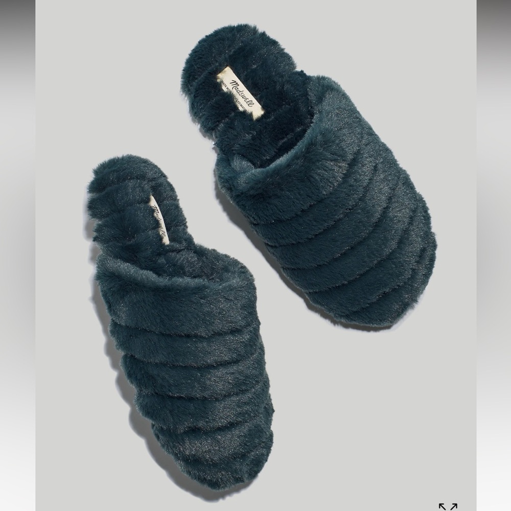 [Madewell] NWOT Quilted Slippers in Recycled Faux Fur